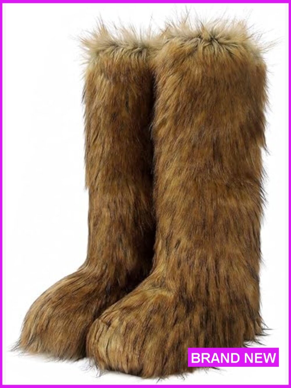 Faux Fur Tall Snow Boots Winter Warm Fuzzy Fluffy Cute Comfort Wide Calf